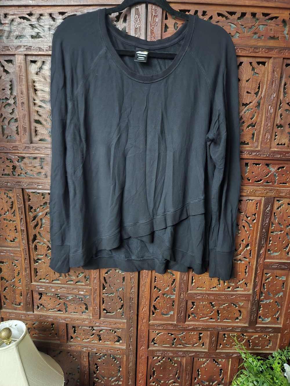 Avia XL Black Layered Hem Long-Sleeve Women's Sweatshirt